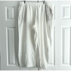 GAP White Linen Blend Pull-On Pants Women’s XL Elastic Waist Relaxed Fit NWT